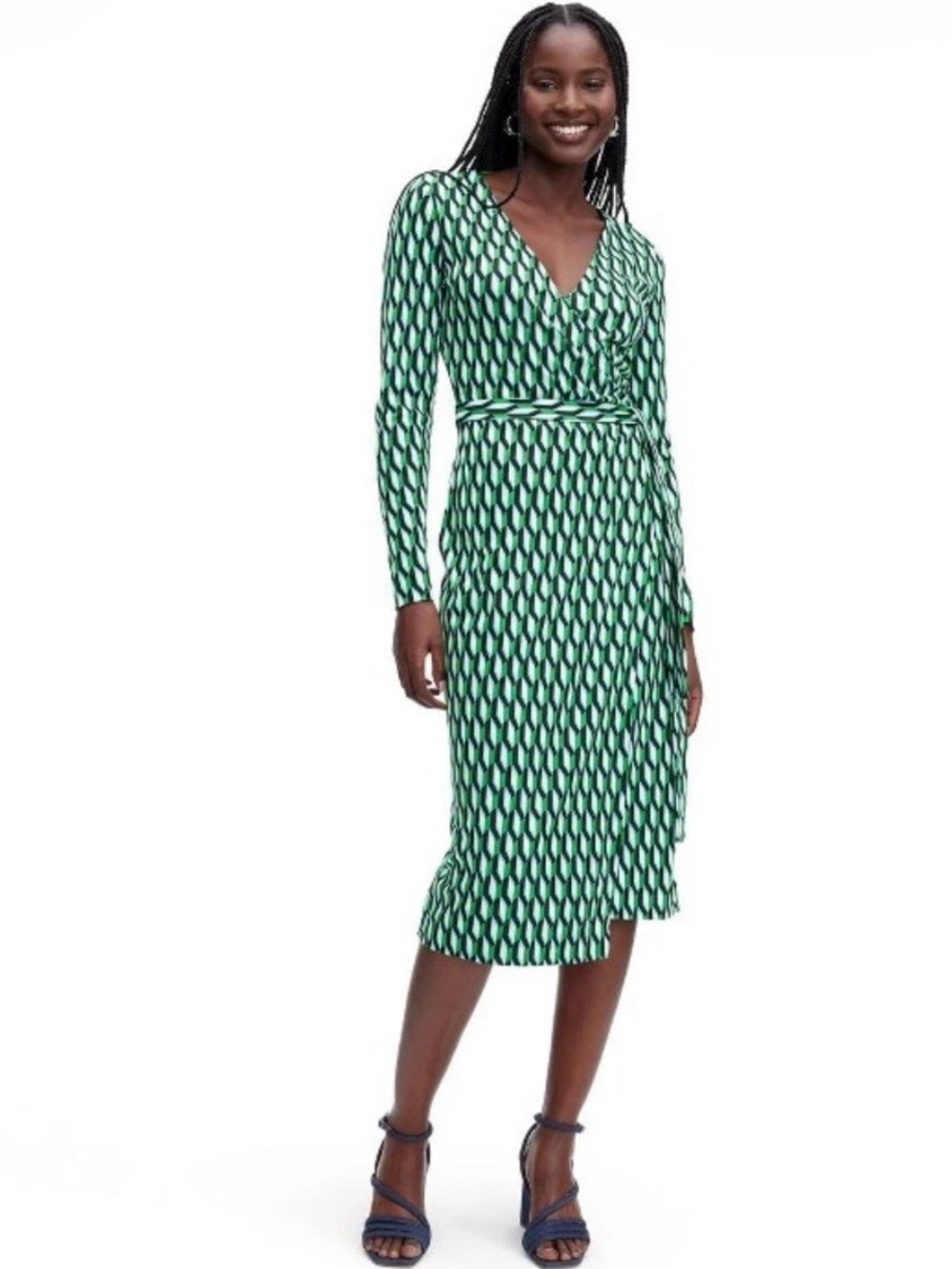 Diane Von Furstenberg X Target Women's MIDI Arrow Geo Green Wrap Dress Small